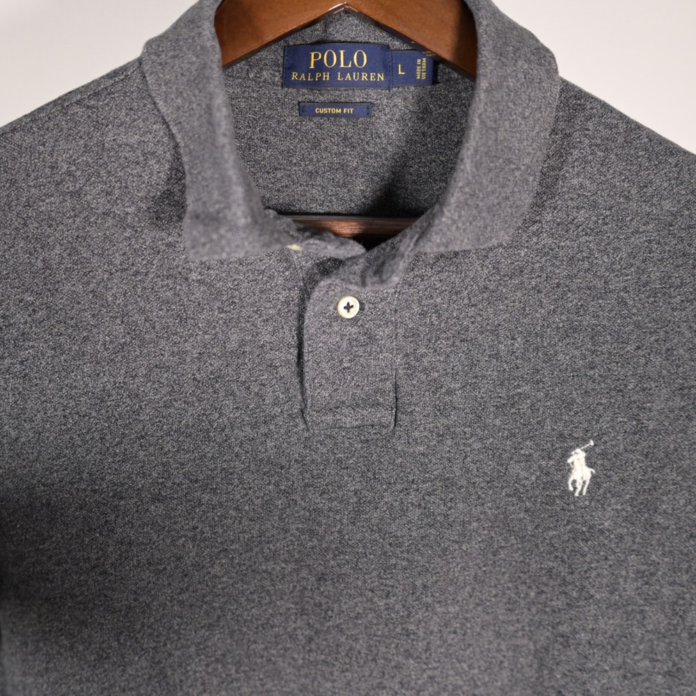 Polo‎ Ralph Lauren Mens L "Custom Fit" Grey Heather short sleeve Polo Shirt